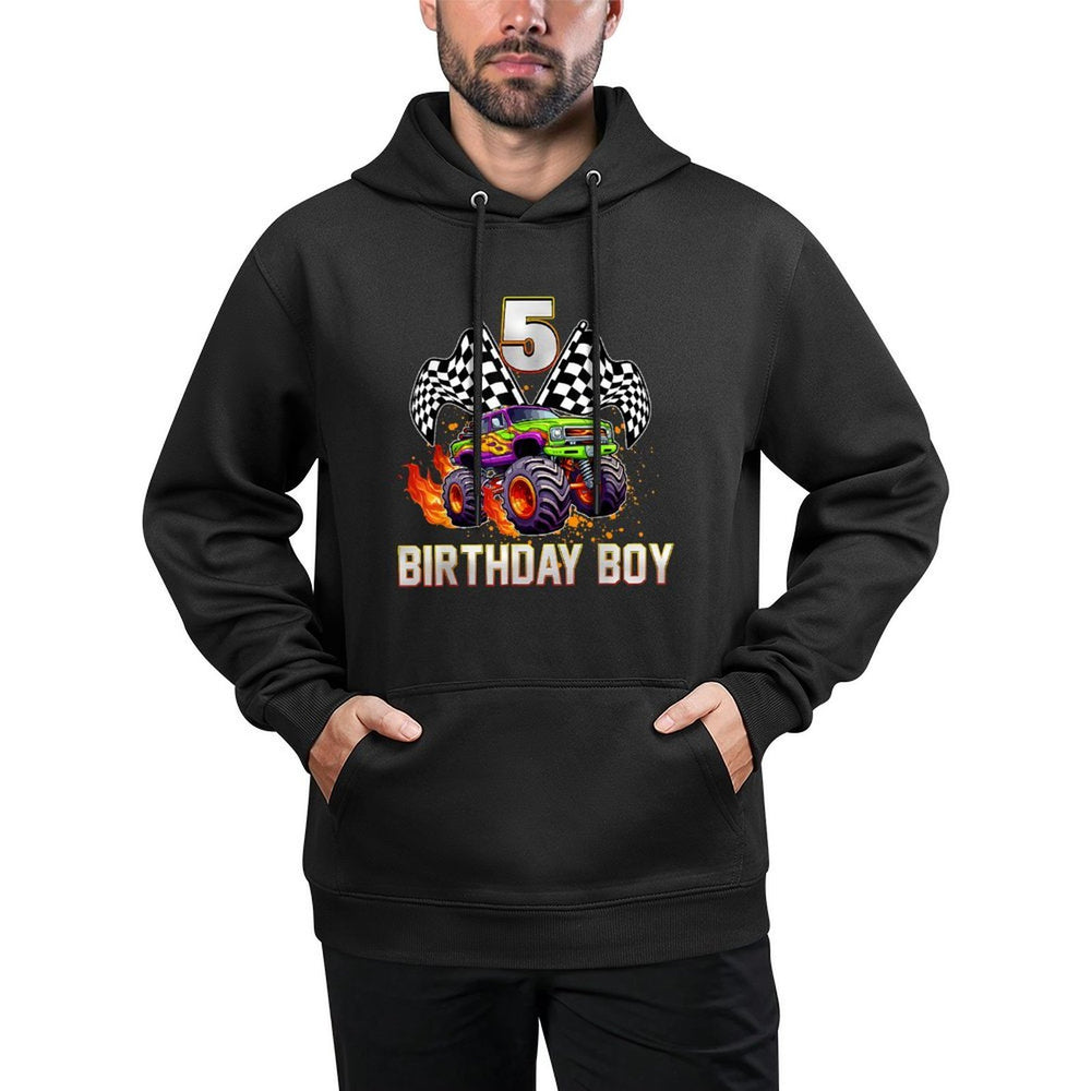 Birthday Monster Truck 5 Year Old Boys 5Th Party Matching Durable Construction Hoodie