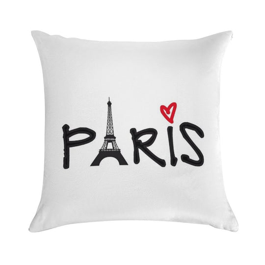 Paris with Eiffel Tower And Red Heart Soft Multiple Sizes Throw Pillow