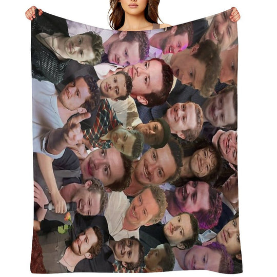 Joseph Quinn Photo Collage Sustainable Throw Blanket