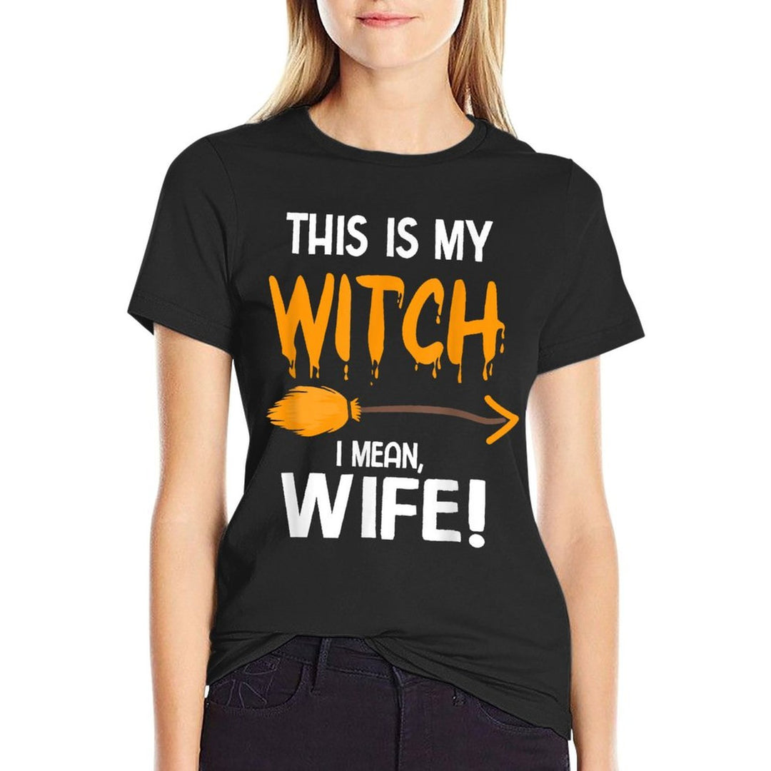 I´m With The Witch  Couples Costume Halloween  Ribbed Collar T-Shirt