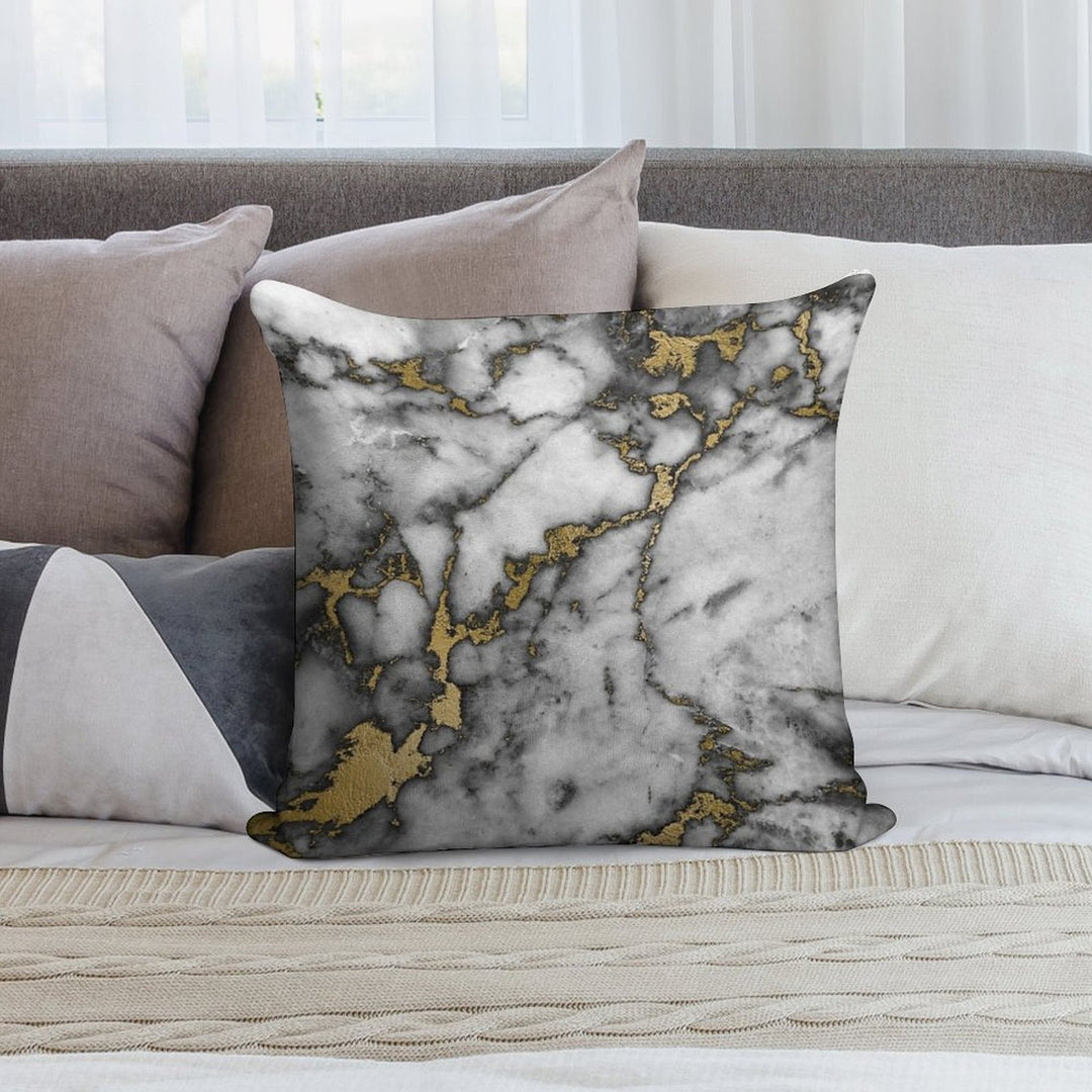 Grey Marble Gold Streaks Phone Case Cover Soft Warmth Comfort Throw Pillow