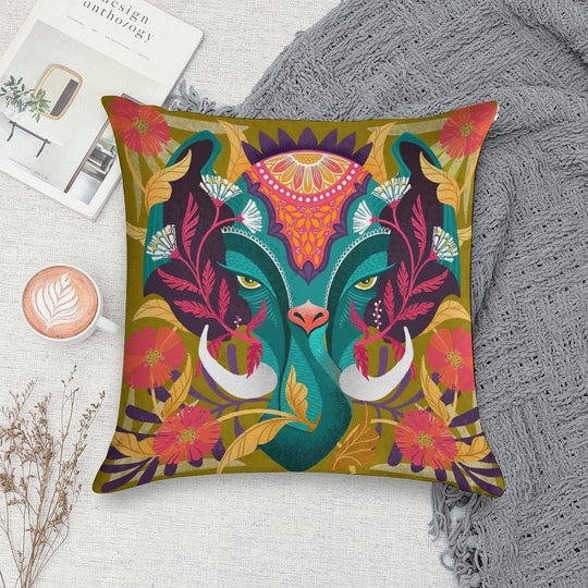 Elephant Damask Soft Ultra-Soft Texture Throw Pillow