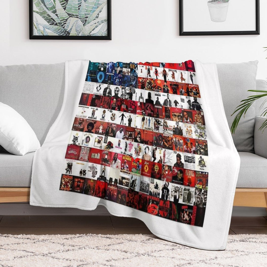 Hip Hop Album Cover Collage Flag Velvety-soft Throw Blanket