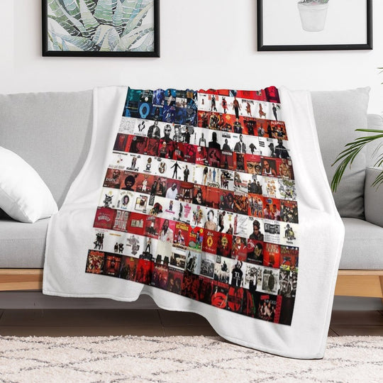 Hip Hop Album Cover Collage Flag Velvety-soft Throw Blanket