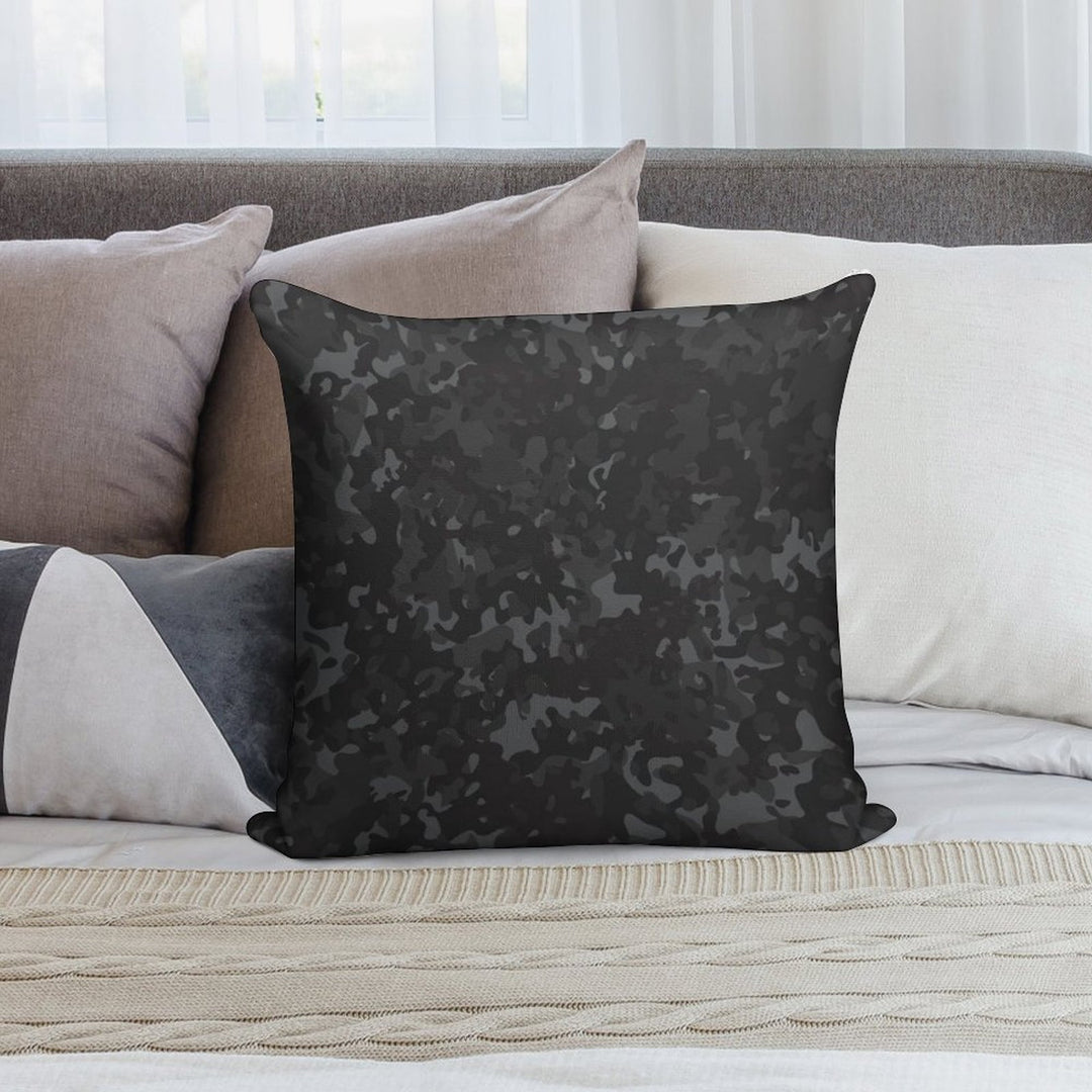 Charcoal Camouflage Black Grey Night Camo Soft Short Plush Fabric Throw Pillow