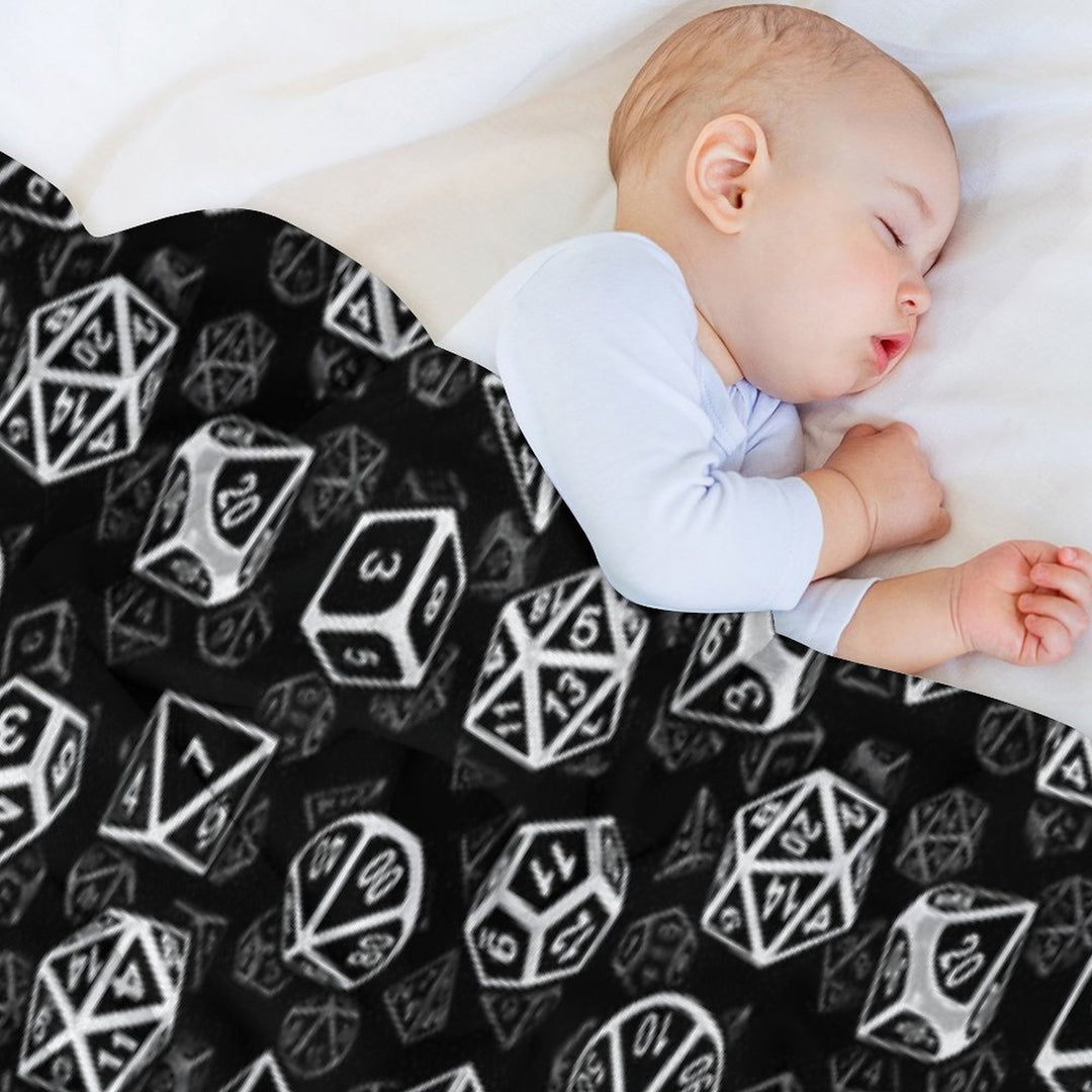 D20 Dice Set Pattern (White) Quick-dry Throw Blanket