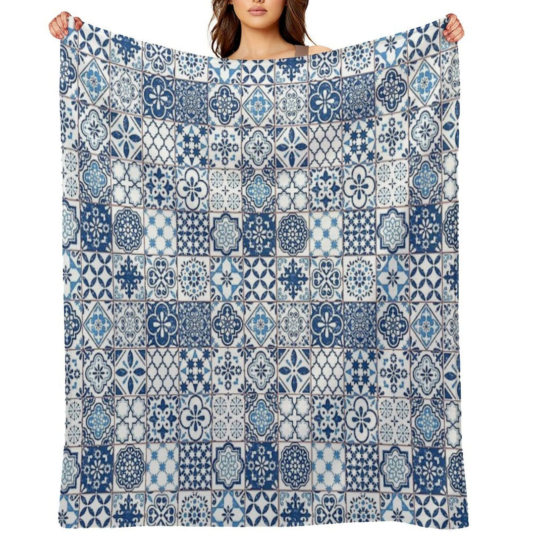 Portuguese Azulejos Durable Throw Blanket