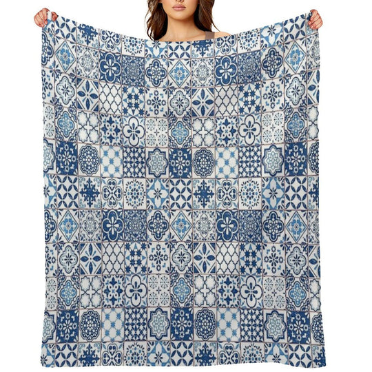 Portuguese Azulejos Durable Throw Blanket