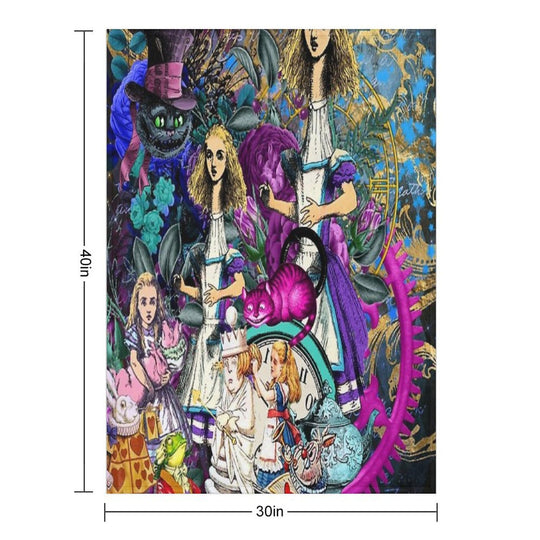 Alice Wonderland, Alice in Vintage Wonderland Plush Throw Blanket