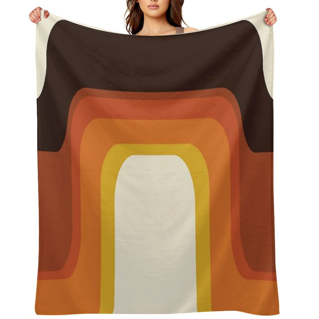 Mid-Century Modern Meets 1970s Orange Rainbow Multi-functional Throw Blanket