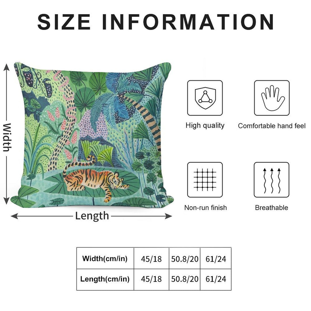 Jungle Tiger Soft Fade-Resistant Throw Pillow