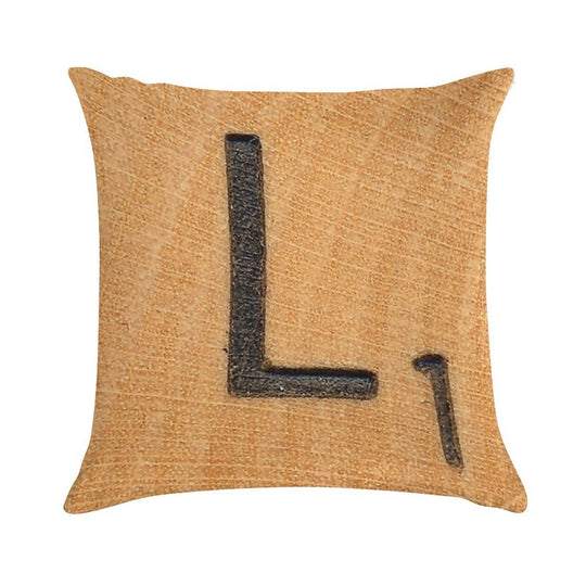 Letter Tile 'L' Soft Anti-Pilling Throw Pillow