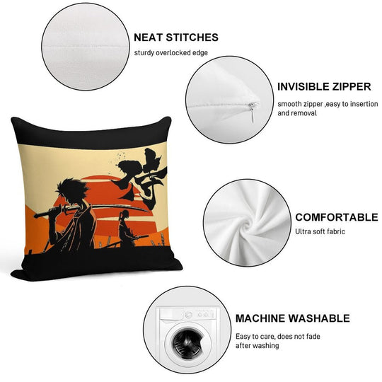 Sunset Samurai Soft Reinforced Edging Throw Pillow