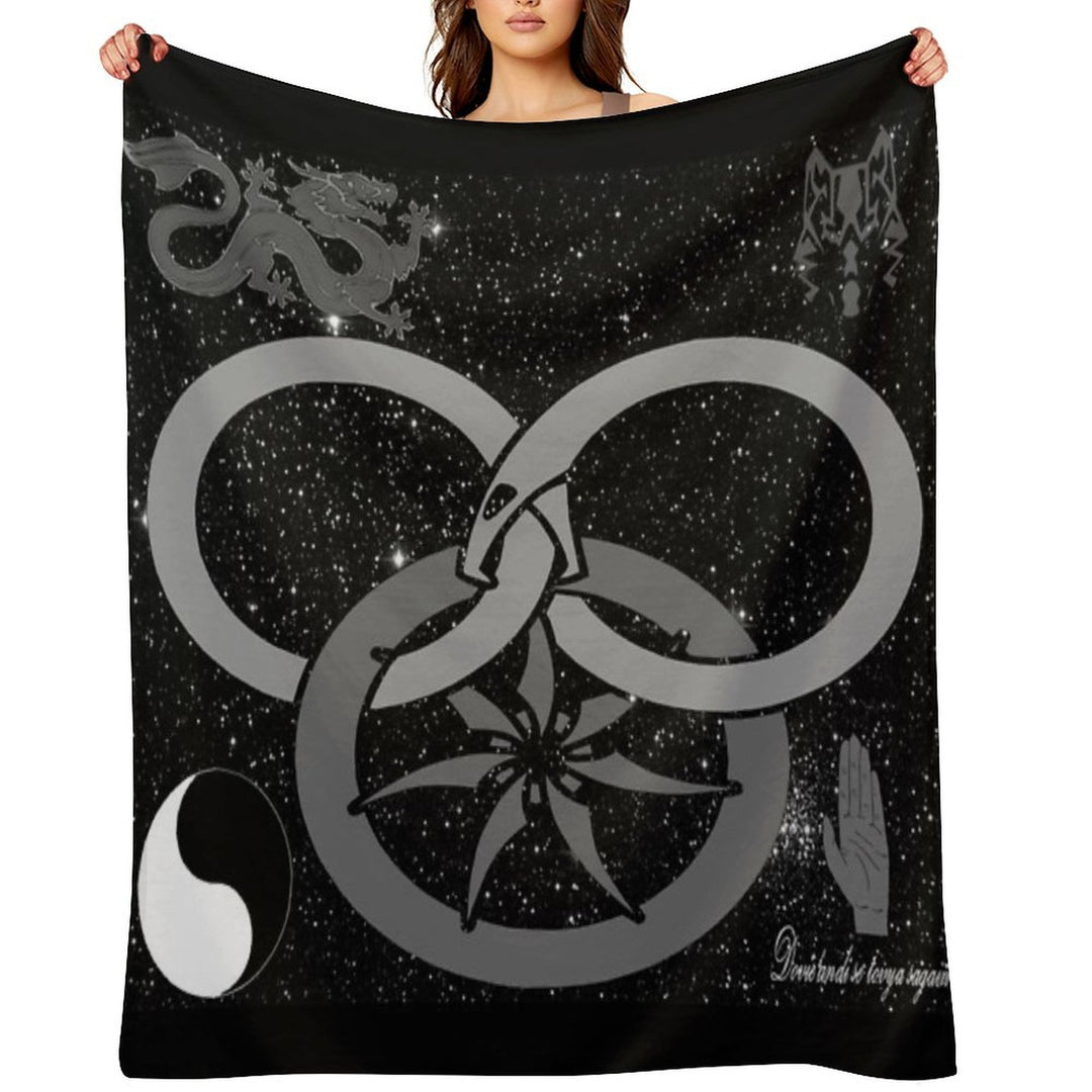 Wheel of Time - Tel'aran'rhiod And Symbols - Black And White Wrinkle-free Throw Blanket
