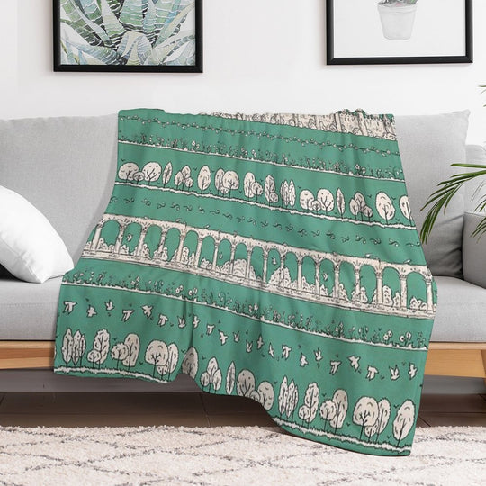 Castles And Colonnades — Turquoise Eco-conscious Throw Blanket