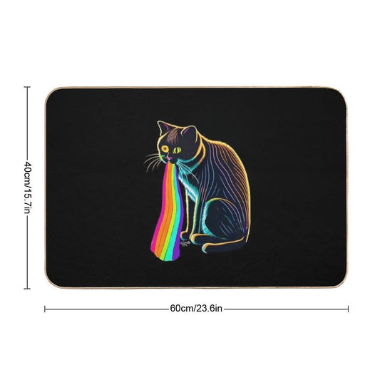 Neon Cat Rainbow Sic Vomit Puke  Pet-Safe Bath Mat