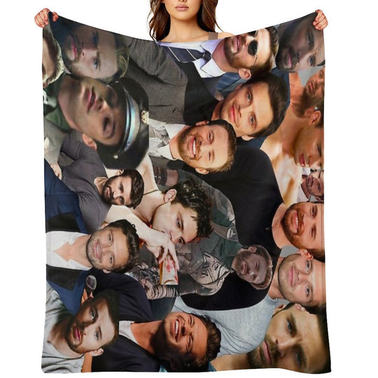 Chris Evans And Sebastian Stan Collage Merch Wrinkle-free Throw Blanket