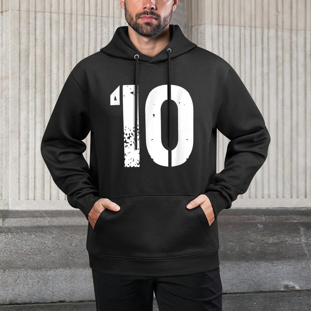 Uniform Numbered Jersey Designs for Sports Fans - Number 10 Varsity Team - 10th Birthday & Ten Years Old Cotton-Polyester Blend Hoodie