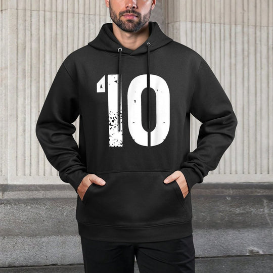 Uniform Numbered Jersey Designs for Sports Fans - Number 10 Varsity Team - 10th Birthday & Ten Years Old Cotton-Polyester Blend Hoodie