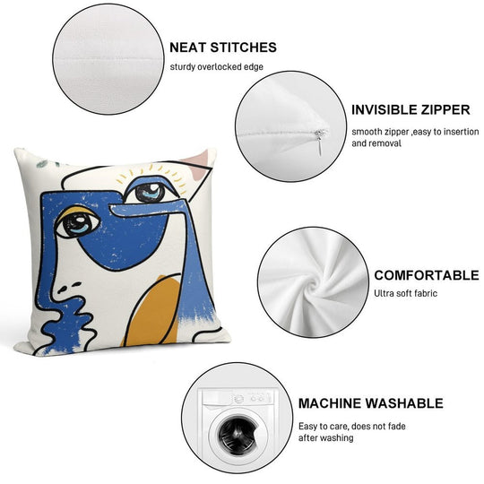 Minimal  Cute Face Soft Fade-Resistant Throw Pillow
