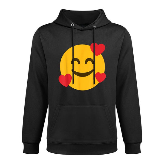 Funny Emoticon Smiling Grin Face with Floating Hearts Love Machine Washable Hoodie