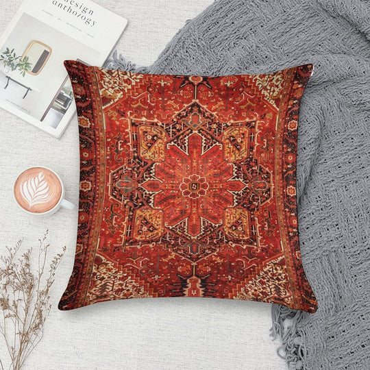 Antique Persian Rug Red Black Carpet Pattern Soft Style Accent Throw Pillow