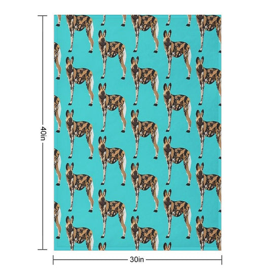 P Is for Painted Dog, Painted Dog Illustration – African Wild Dog Art for Wildlife Lovers Wrinkle-free Throw Blanket