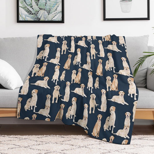 Yellow Labs Navy Machine-washable Throw Blanket