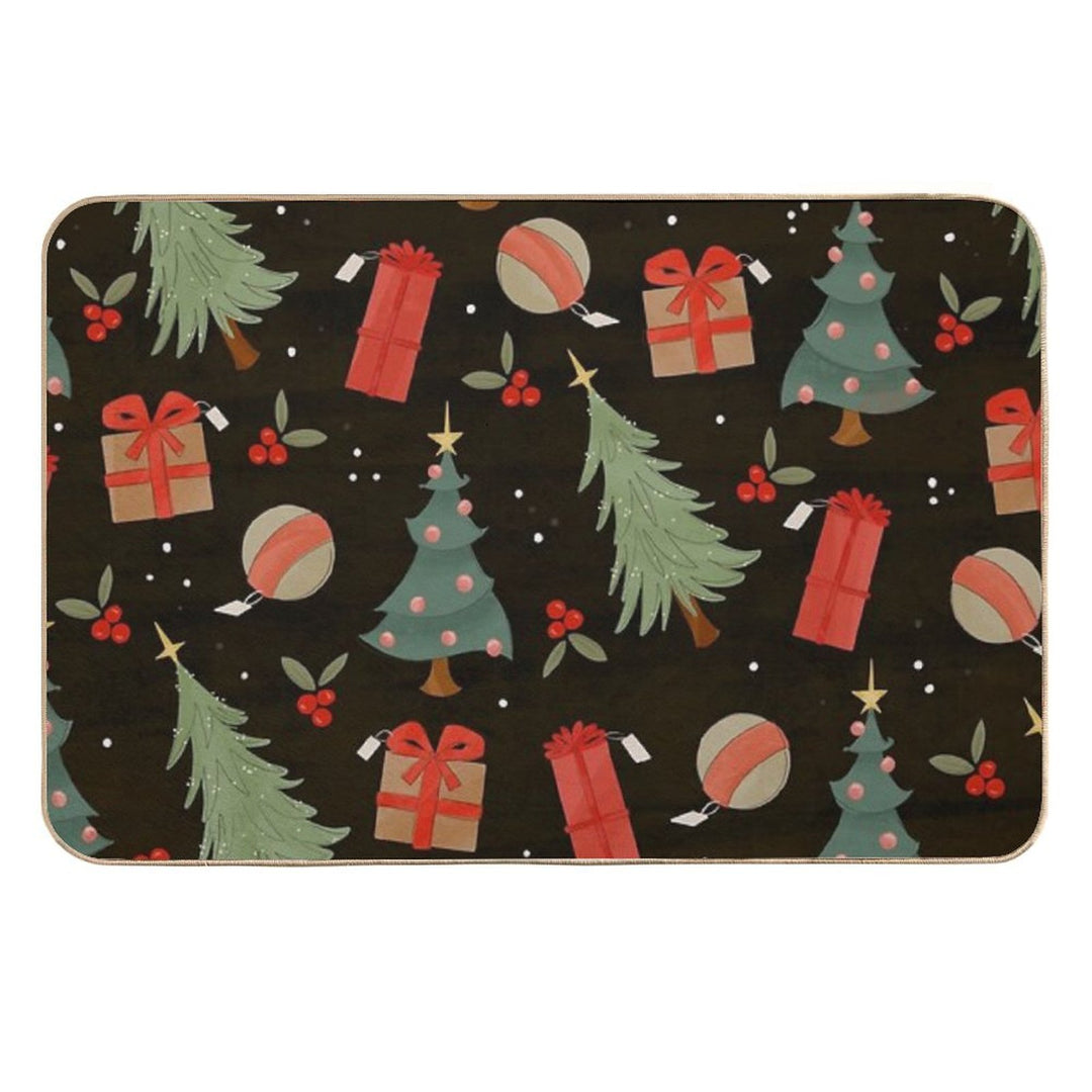 Jolly Holly Pattern  Fade-Resistant Bath Mat