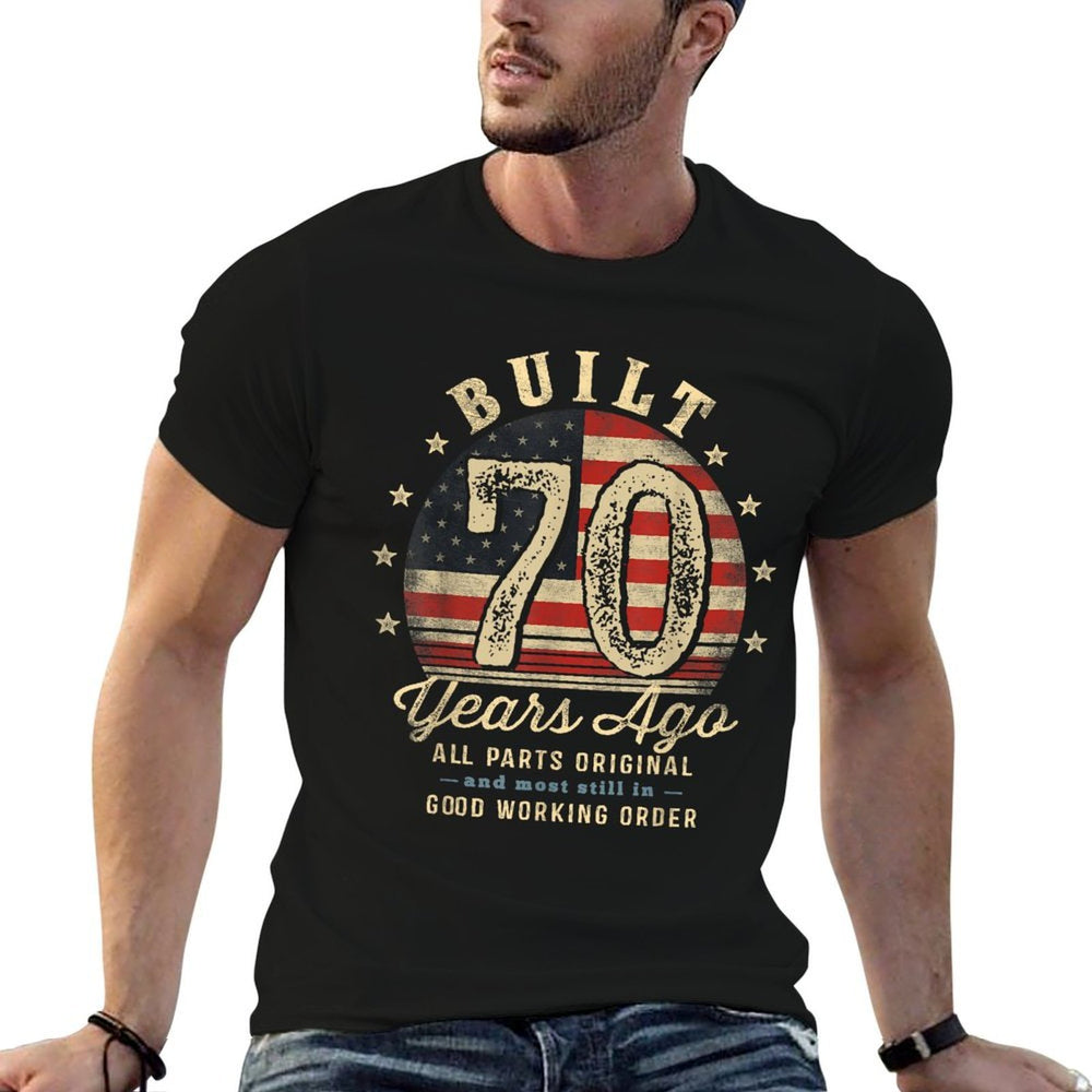 Built 70 Years Ago Funny 70th Birthday USA  Moisture-wicking T-Shirt