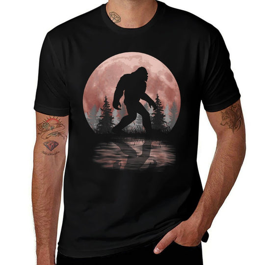 Bigfoot Sasquatch Full Moon In The Forest Men Women  Heathered Texture T-Shirt