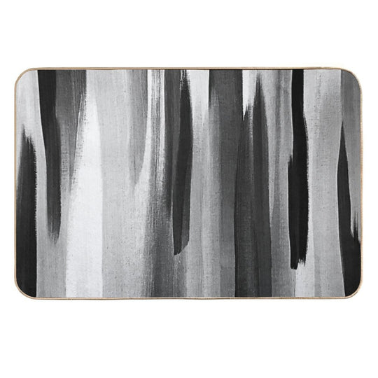 Contemporary Modern Black, White And Gray Abstract Streaks  Stain-Proof Bath Mat
