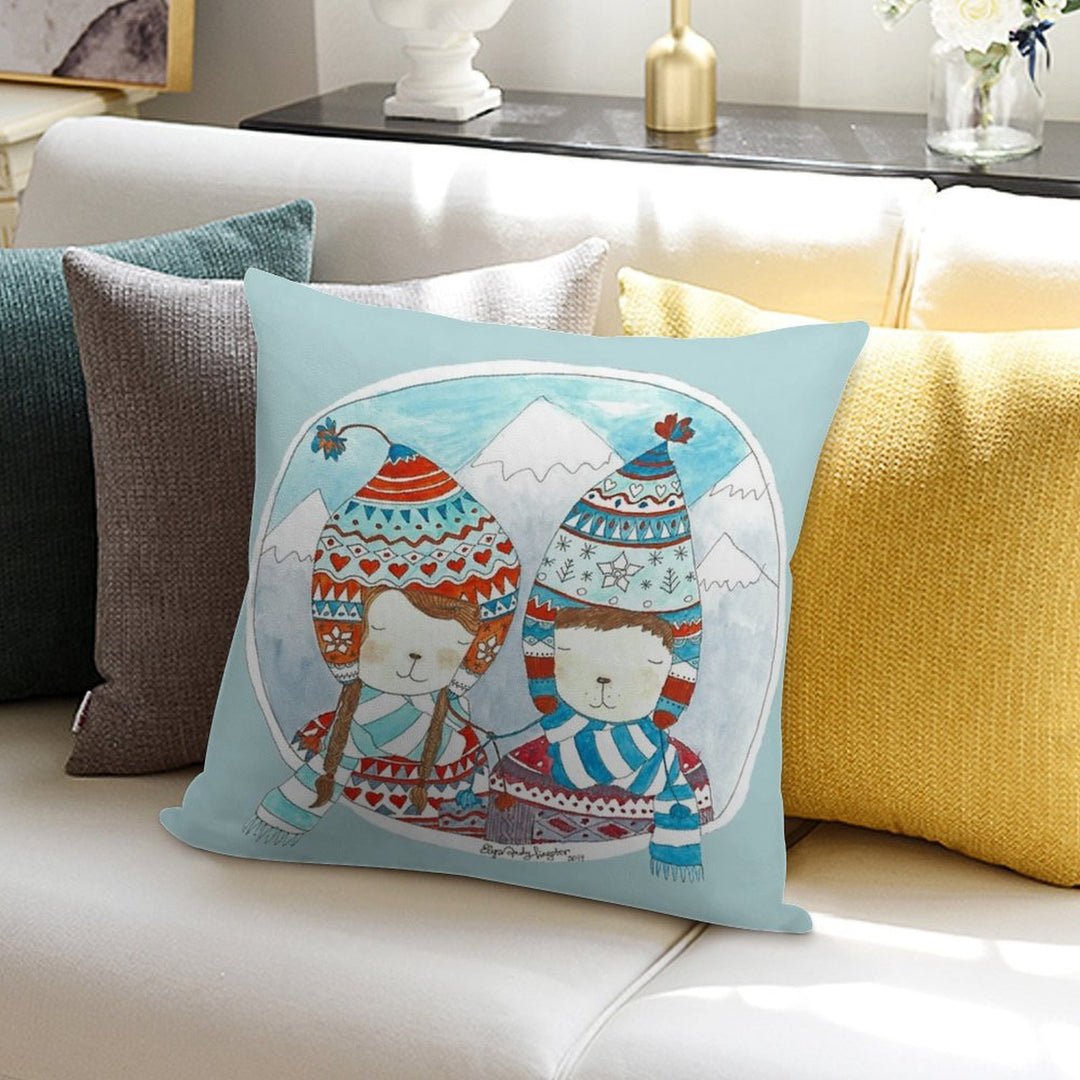 Winter Hats Mint Soft Bedroom Essential Throw Pillow