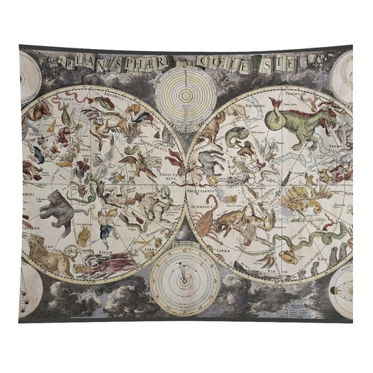 Vintage Celestial Star Map Tapestry