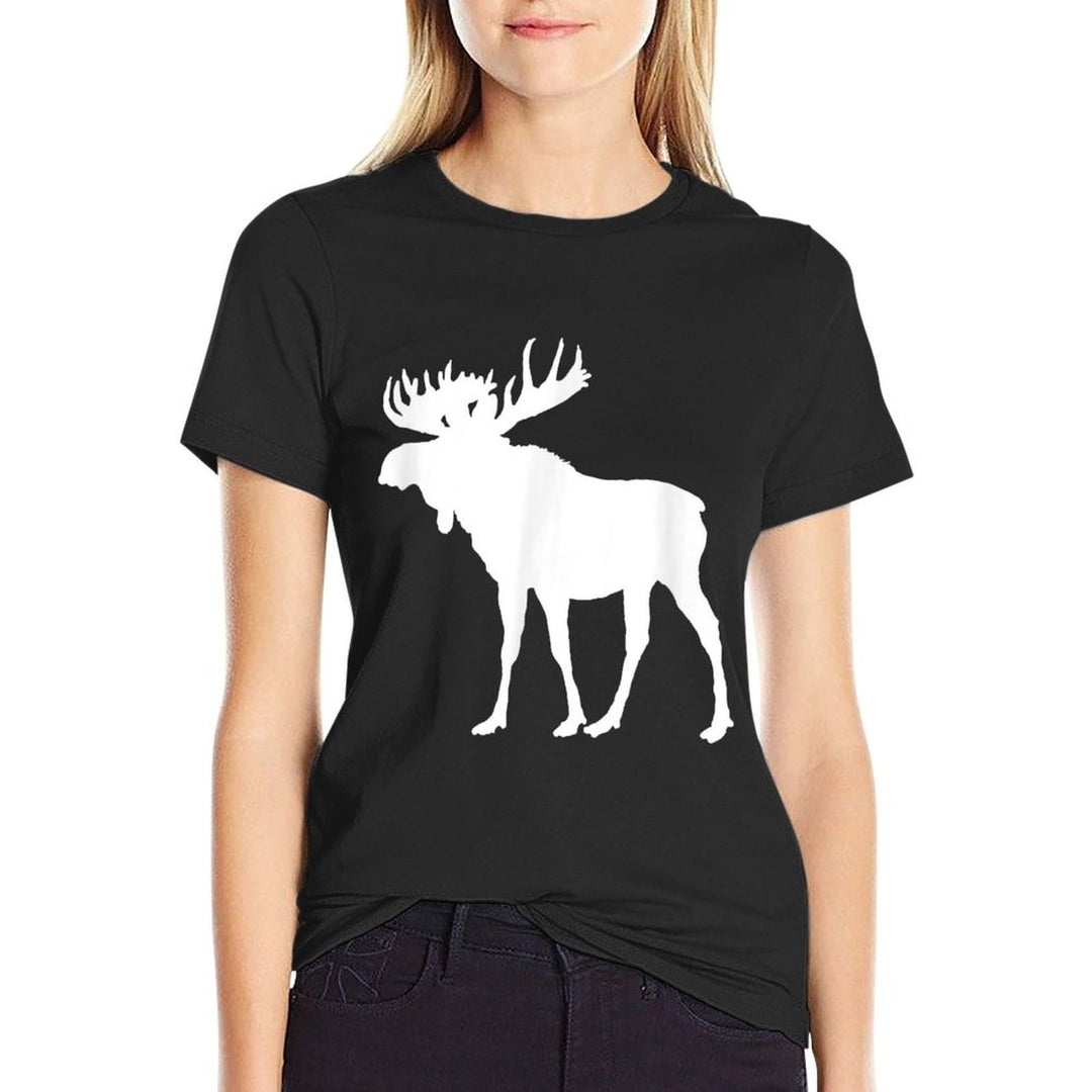 Lovely Christmas Holiday Moose White Silhouette Ts  Odor-resistant T-Shirt