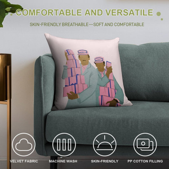 Zero And Gustave Soft Hidden Zipper Throw Pillow