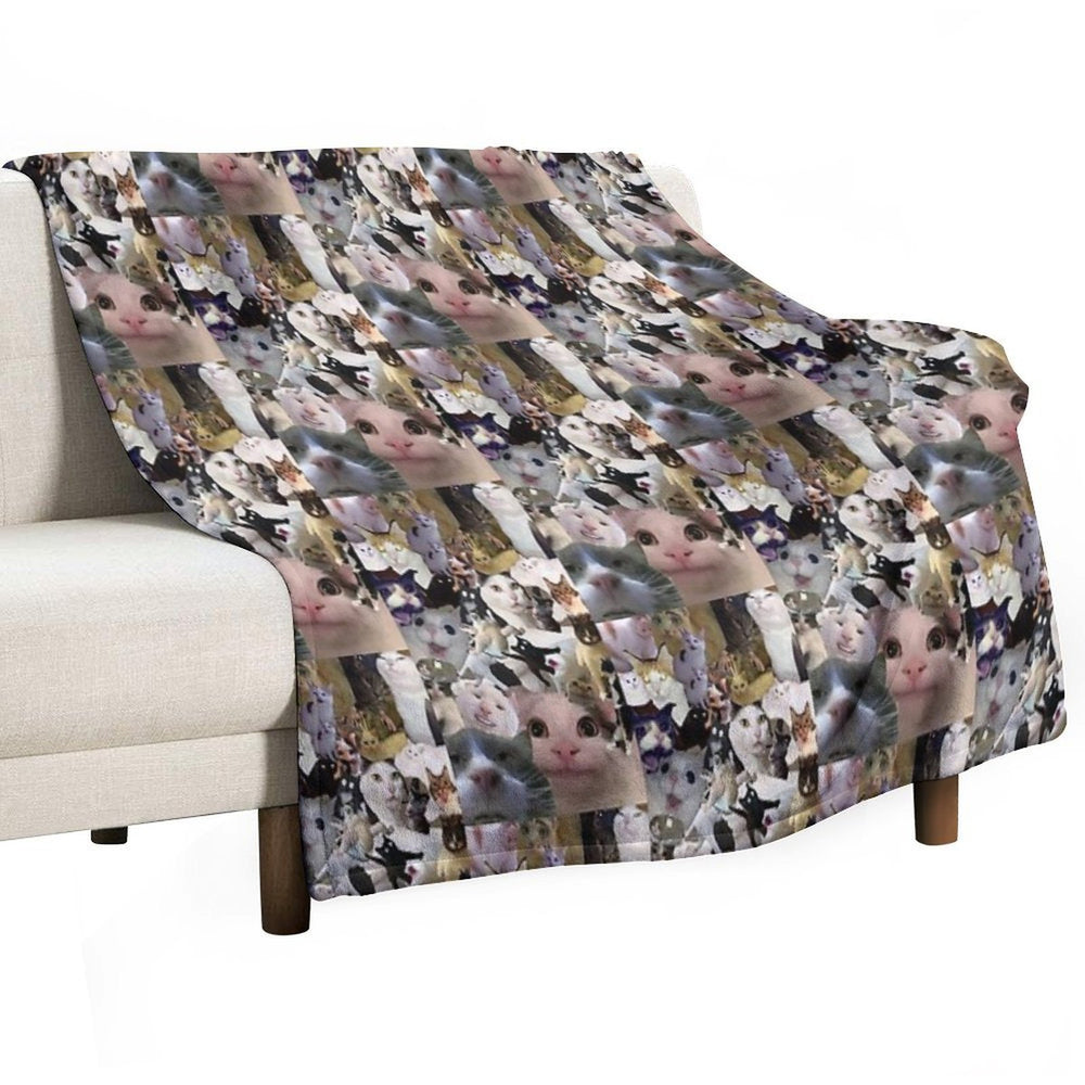 Cursed Cat Collage Anti-pilling Throw Blanket