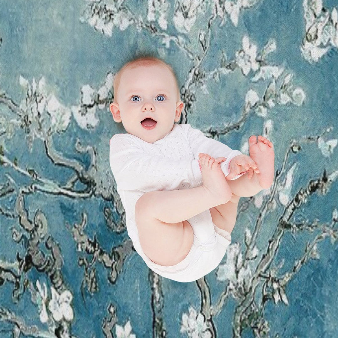 Vincent Van Gogh Almond Blossoms Teal Elegance Machine-washable Throw Blanket