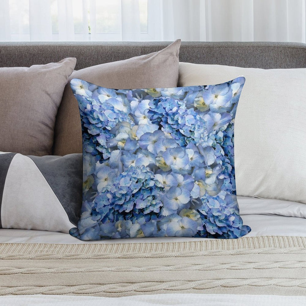 Blue Hydrangea - Floral Art Soft Reinforced Edging Throw Pillow