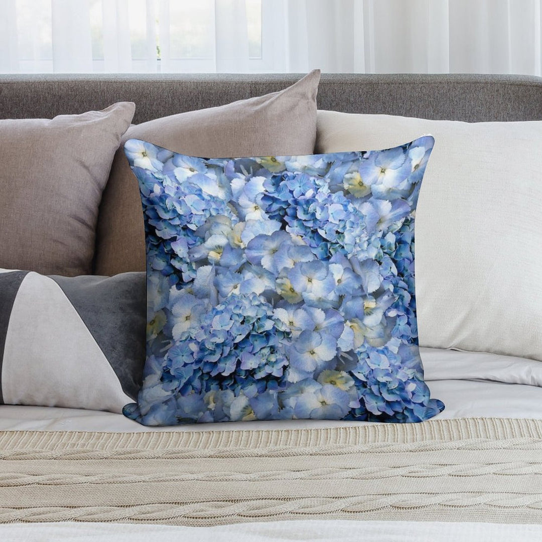 Blue Hydrangea - Floral Art Soft Reinforced Edging Throw Pillow