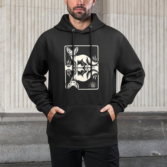 Fennec with Reflection in Desert Landscape Shrink-Resistant Hoodie