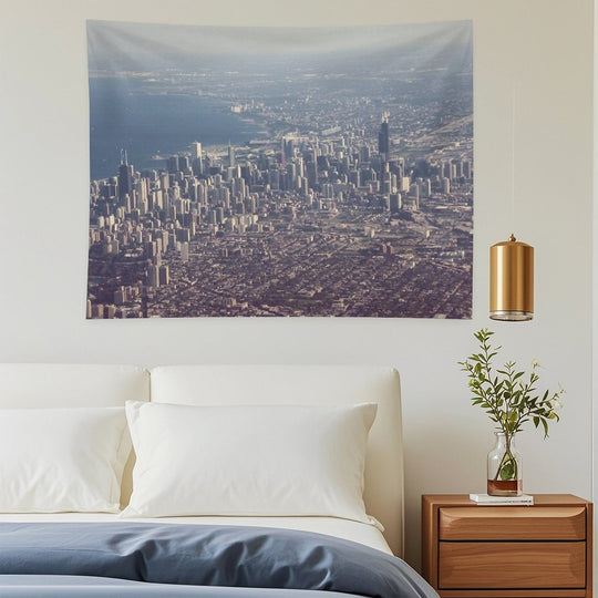 Chicago from The Air Color Photo Tapestry