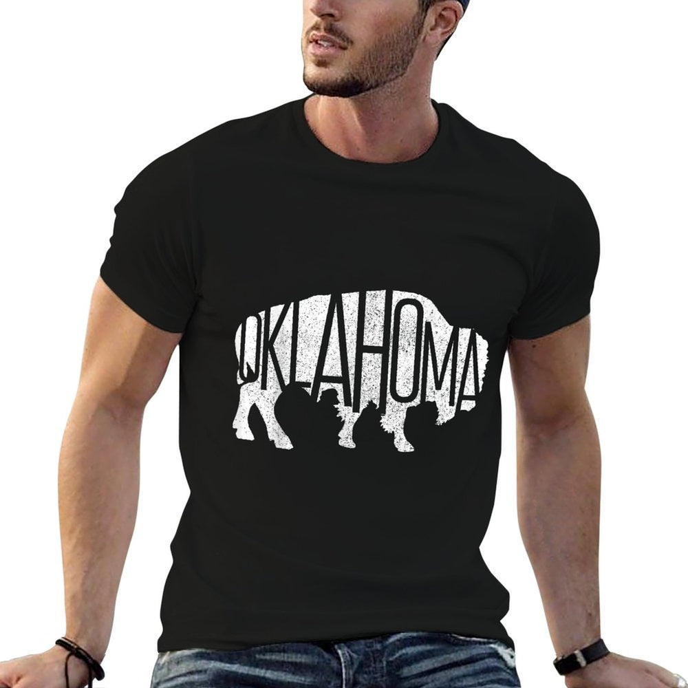 Oklahoma Bison American Buffalo National Park Souvenir  High-quality Stitching T-Shirt