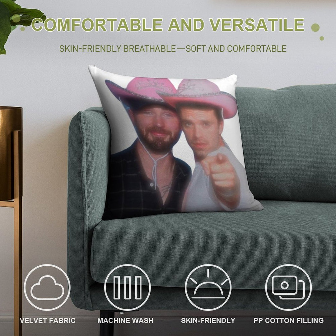 Chris Evans & Sebastian Stan Soft Luxury Feel Throw Pillow