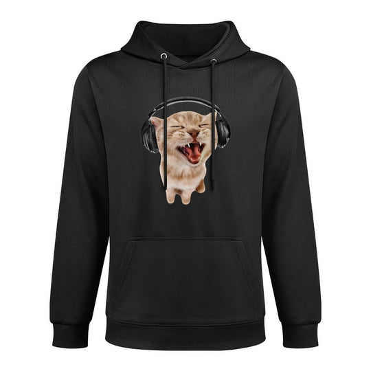 Silly Cat With Headphones Durable Construction Hoodie