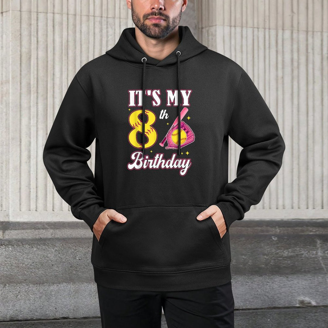 Its My 8th Birthday Softball Girl 8 Year Old Party Layering Staple Hoodie