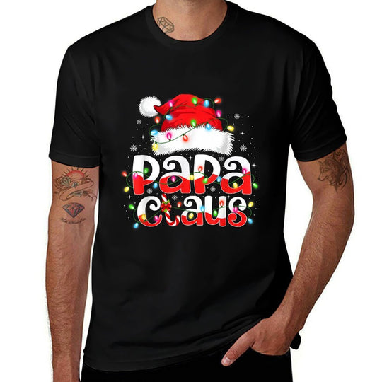 Papa Claus Christmas Lights Pajama Family Matching  Quick-drying T-Shirt