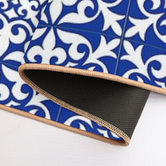 Moroccan Tile - Cobalt Blue  Odorless Bath Mat