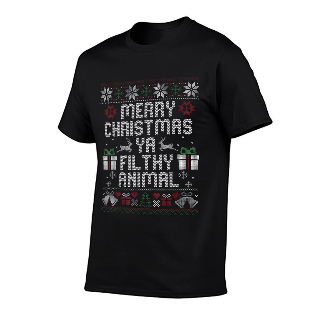Merry Christmas Animal Filthy Ya Xmas Family Pajama  Ribbed Collar T-Shirt