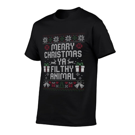 Merry Christmas Animal Filthy Ya Xmas Family Pajama  Ribbed Collar T-Shirt